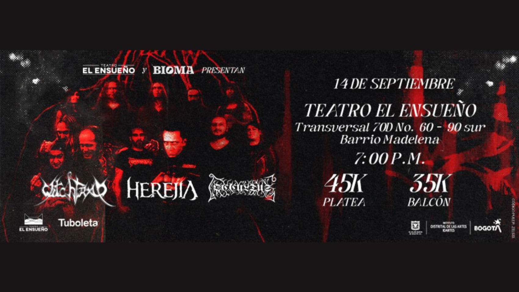 Herejía, Occultus y Witchtrap en Concierto